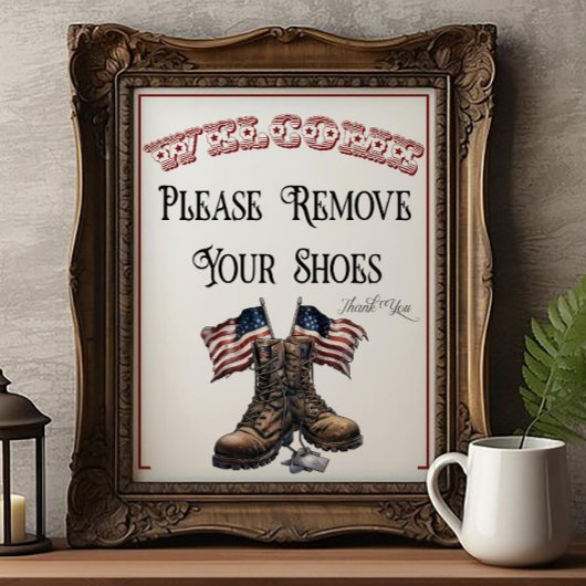 Ein Patriots Day Bitte Schuhe Entfernen Schild