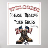 Ein Patriots Day Bitte Schuhe Entfernen Schild (Vorne)