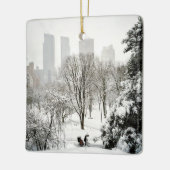 Ein Pedicab im Central Park während des Winters Keramikornament (Links)