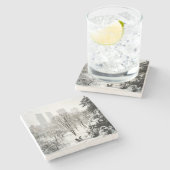 Ein Pedicab im Central Park während des Winters Steinuntersetzer (Seitenansicht)