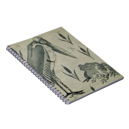 Ein Pelikan und ein Frosch im Gespräch (w/c auf Notizblock (Rechte Seite)