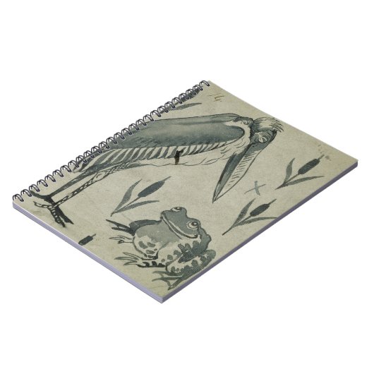 Ein Pelikan und ein Frosch im Gespräch (w/c auf Notizblock (Linke Seite)