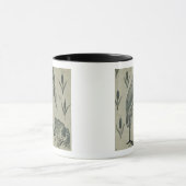 Ein Pelikan und ein Frosch im Gespräch (w/c auf Tasse (Zentrum)