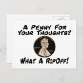 Ein Penny für Ihre Gedanken Postkarte (Vorne/Hinten)