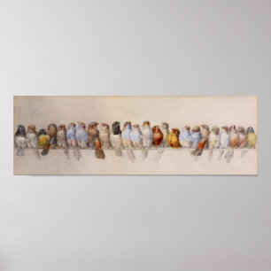 Ein Perch von Vögeln (1880) Hector Giacomelli Voll Poster