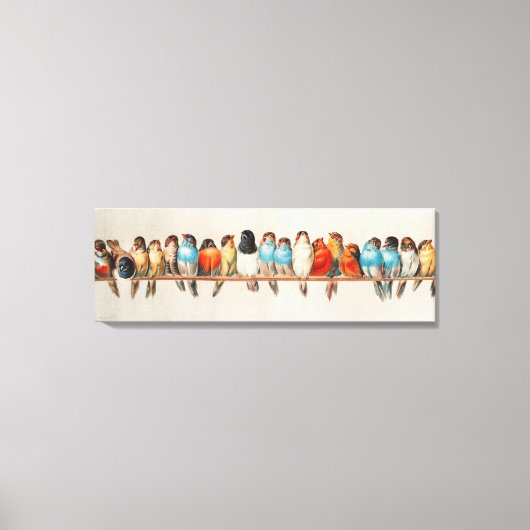 Ein Perch von Vögeln Vintage Illustrationswandkuns Leinwanddruck (Vorderseite)