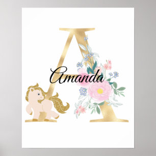 Ein personalisierter Buchstabe mit Pony-Monogramm Poster