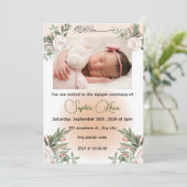 Ein Personalisiertes Design mit pachelrosa Blumen Einladung (Stehend Vorderseite)