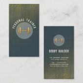Ein persönlicher Trainergolddumbbell auf Glitter Visitenkarte (Vorne/Hinten)