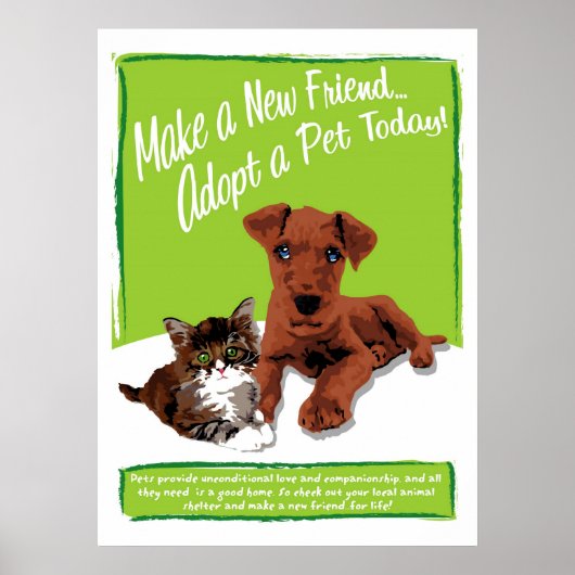 Ein Pet-Poster adoptiert Poster (Vorne)