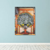 Ein Pfau aus der Zentrale eines Wandgemäldes Leinwanddruck (Insitu (Holzboden))