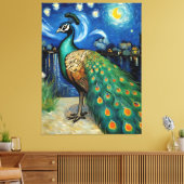 Ein Pfau in der frühen Nacht Leinwanddruck (Insitu (Wohnzimmer))