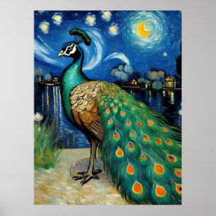 Ein Pfau in der Sternennacht Poster