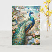 Ein Pfau Karte (Gelbe Blume)