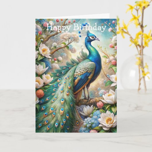 Ein Pfau Karte (Gelbe Blume)