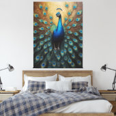 ein Pfau mit seinen Federn aus dem Schwanz Leinwanddruck (Insitu (Schlafzimmer))