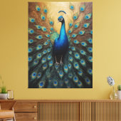 ein Pfau mit seinen Federn aus dem Schwanz Leinwanddruck (Insitu (Wohnzimmer))
