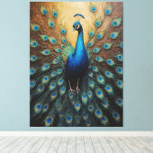 ein Pfau mit seinen Federn aus dem Schwanz Leinwanddruck (Insitu (Holzboden))