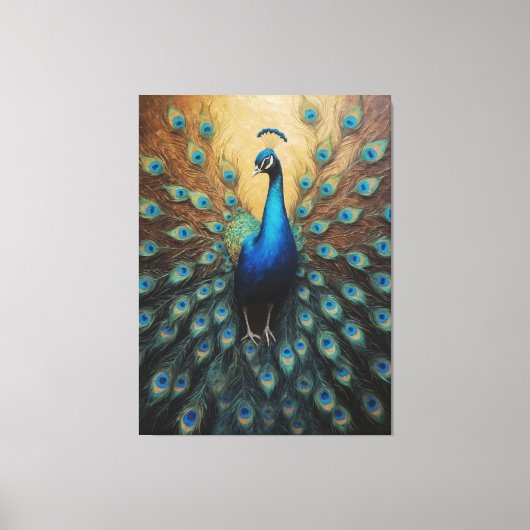 ein Pfau mit seinen Federn aus dem Schwanz Leinwanddruck (Vorderseite)