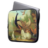 Ein Pfau, Tauben, Hühner und ein Jay in einem Park Laptopschutzhülle (Vorderseite Links)