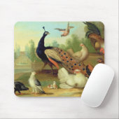 Ein Pfau, Tauben, Hühner und ein Jay in einem Park Mousepad (Mit Mouse)