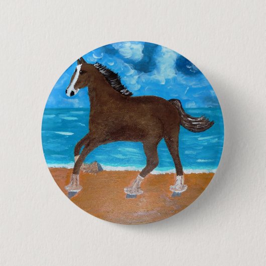 Ein Pferd am Strand Button (Vorderseite)