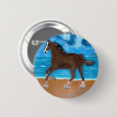 Ein Pferd am Strand Button (Vorne & Hinten)