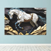 Ein Pferd Galopp auf den Felsen Leinwand drucken (Insitu (Holzboden))