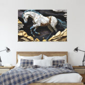 Ein Pferd Galopp auf den Felsen Leinwand drucken (Insitu (Schlafzimmer))