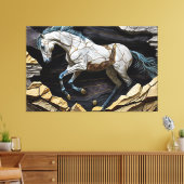 Ein Pferd Galopp auf den Felsen Leinwand drucken (Insitu (Wohnzimmer))