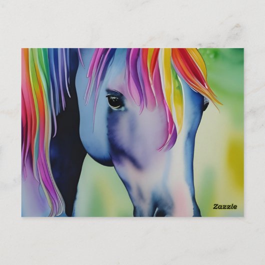 Ein Pferd in lustigen Farben Postkarte (Rückseite)