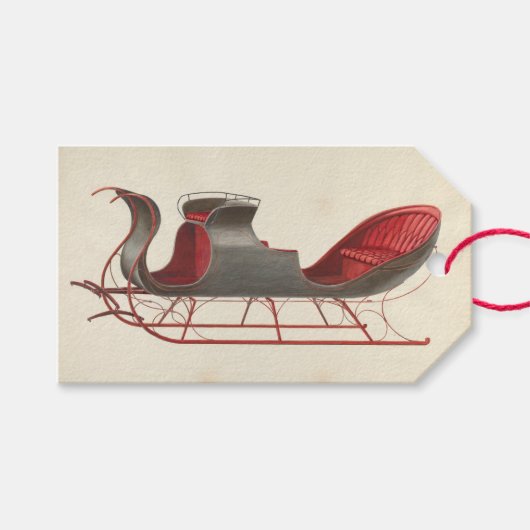 Ein Pferd Open Sleigh - Fred Weiss Geschenkanhänger (Vorderseite (Horizontal))