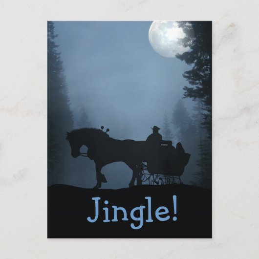 Ein Pferd Open Sleigh Postcard Weihnachten (Vorderseite)