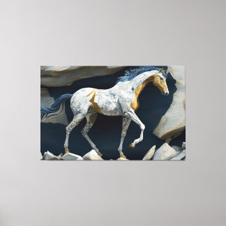 Ein Pferd Stehend auf den Felsen Leinwand drucken