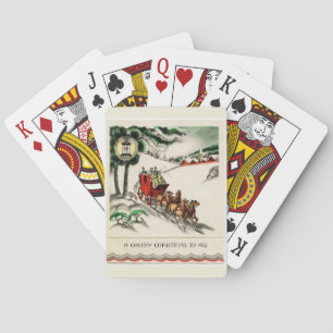 Ein Pferd und eine Kutsche Frohe Weihnachten Spielkarten