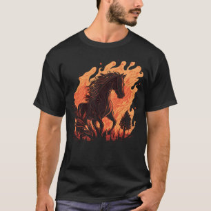 ein Pferd und Flammen für Pferde Freunde brennen T-Shirt