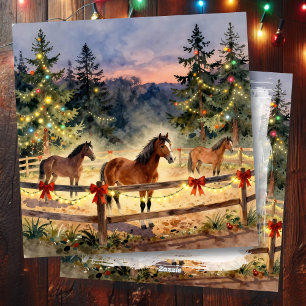Ein Pferde Ranch Landweihnachten Feiertagskarte