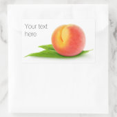 Ein Pfirsich auf einem Blatt Rechteckiger Aufkleber (Tasche)