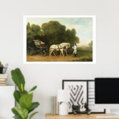 Ein Phaeton mit einem Paar Cremes Ponies im Charg Poster (Heimbüro)