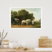 Ein Phaeton mit einem Paar Cremes Ponies im Charg Poster (Küche)