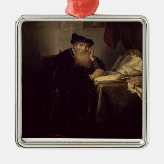 Ein Philosoph, 1635 (Öl auf Platte) Ornament Aus Metall (Vorne)