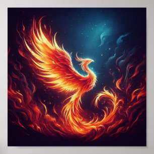 Ein Phönix, der aus feuerfester Asche aufsteigt. Poster