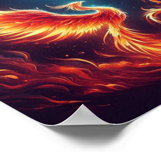 Ein Phönix, der aus feuerfester Asche aufsteigt Poster (Ecke)