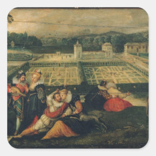 Ein Picknick in einem Park Quadratischer Aufkleber