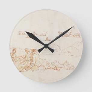 Ein Picknick: Zwei Damen und ein Herr (braune Runde Wanduhr