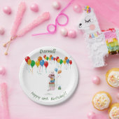 Ein Pile von Geschenken und vielen farbenfrohen Ba Pappteller (Party)