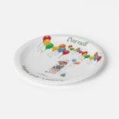 Ein Pile von Geschenken und vielen farbenfrohen Ba Pappteller (Schrägansicht)