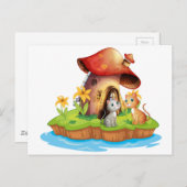 Ein Pilzhaus mit zwei Katzen Postkarte (Vorne/Hinten)