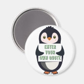 Ein Pinguin, der ein Schild mit anpassbarem Text h Magnet (Vorderseite/Rückseite)