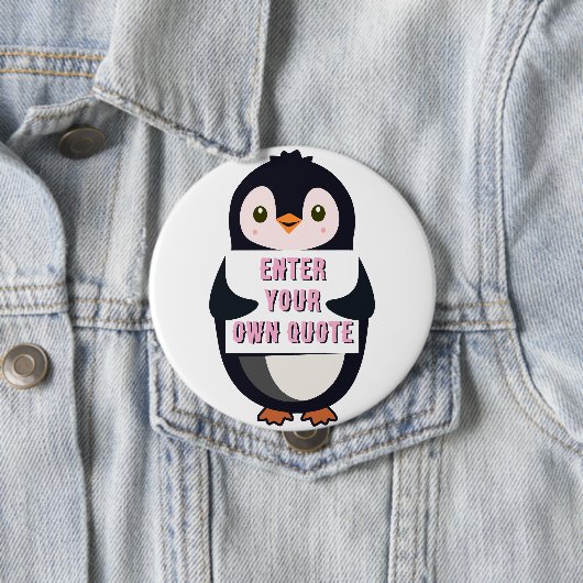Ein Pinguin hält ein Schild mit anpassbarem Text t Button (Beispiel)